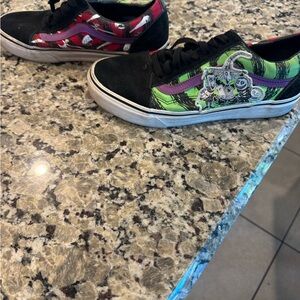 Vans Black and Green Graphic Sneakers
